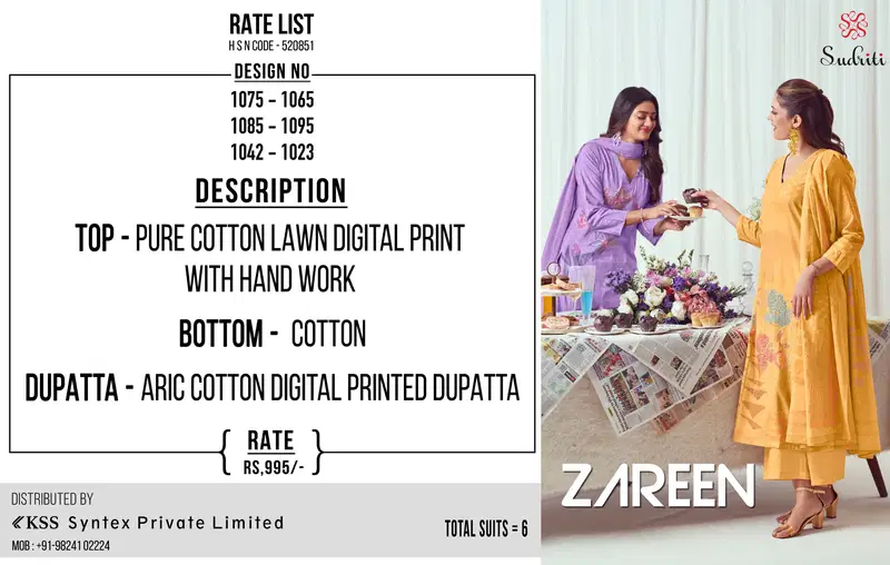 Zareen By Sudriti Cotton Printed Designer Salwar Suits Wholesale Shop In Surat